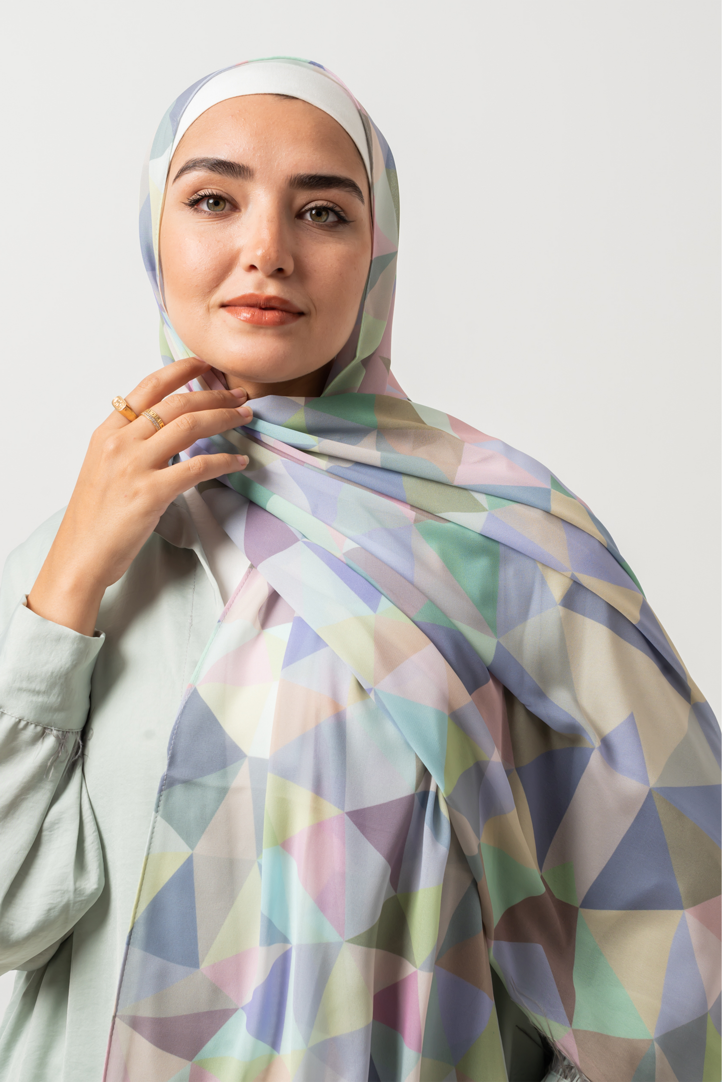 Pastel Triangles Chiffon Scarf