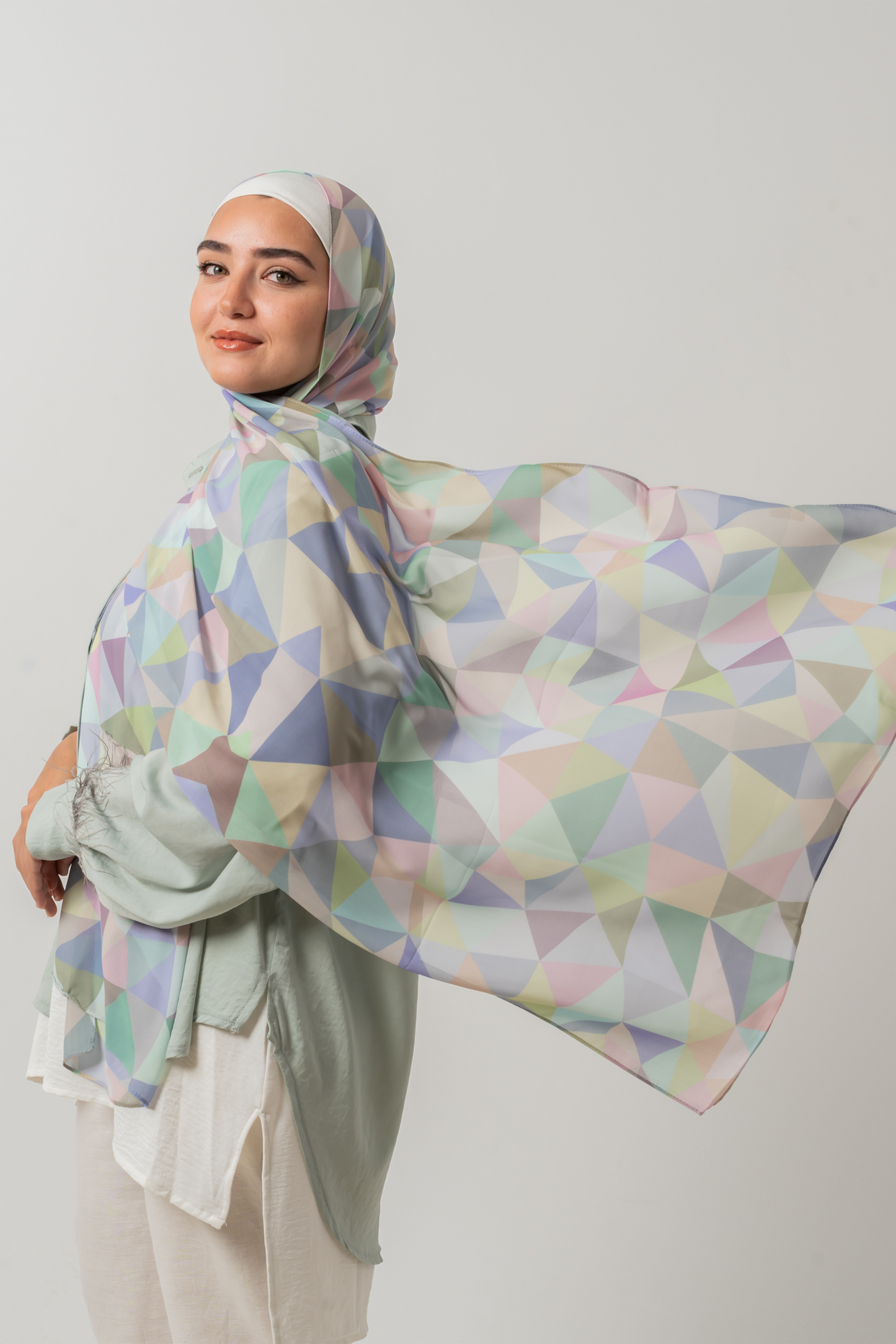 Pastel Triangles Chiffon Scarf