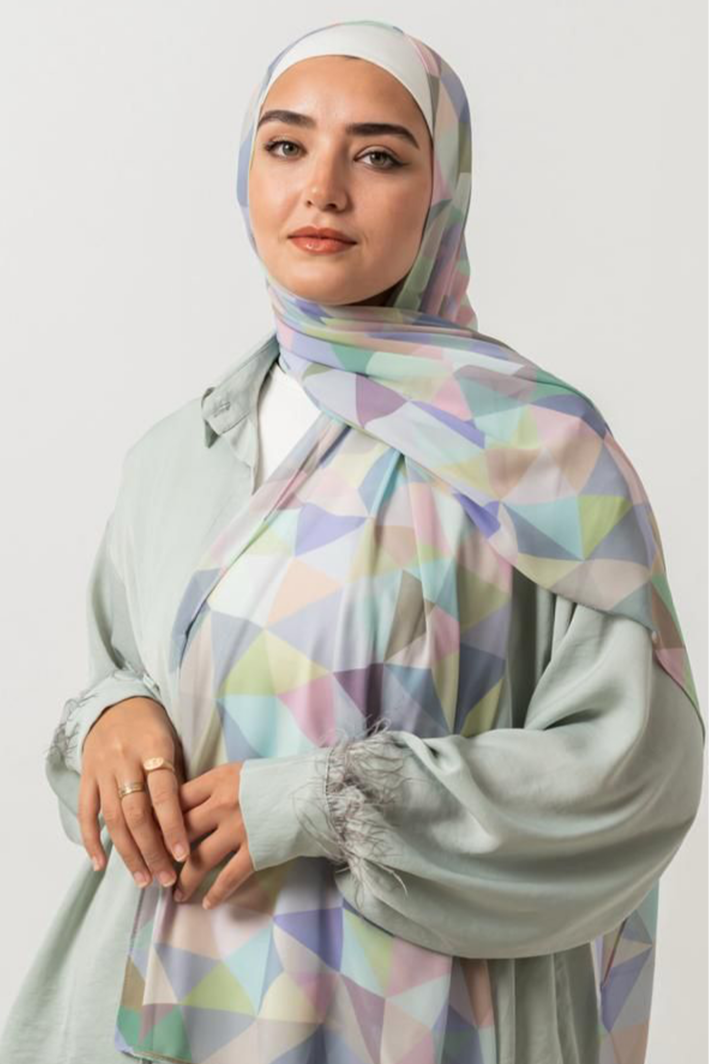 Pastel Triangles Chiffon Scarf