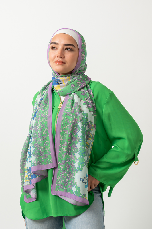 Purple Border Chiffon Scarf