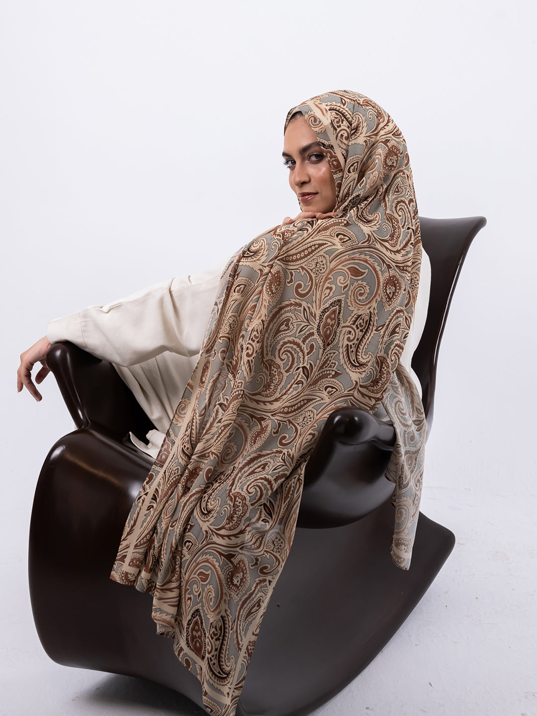 Shades of Brown Paisley Scarf