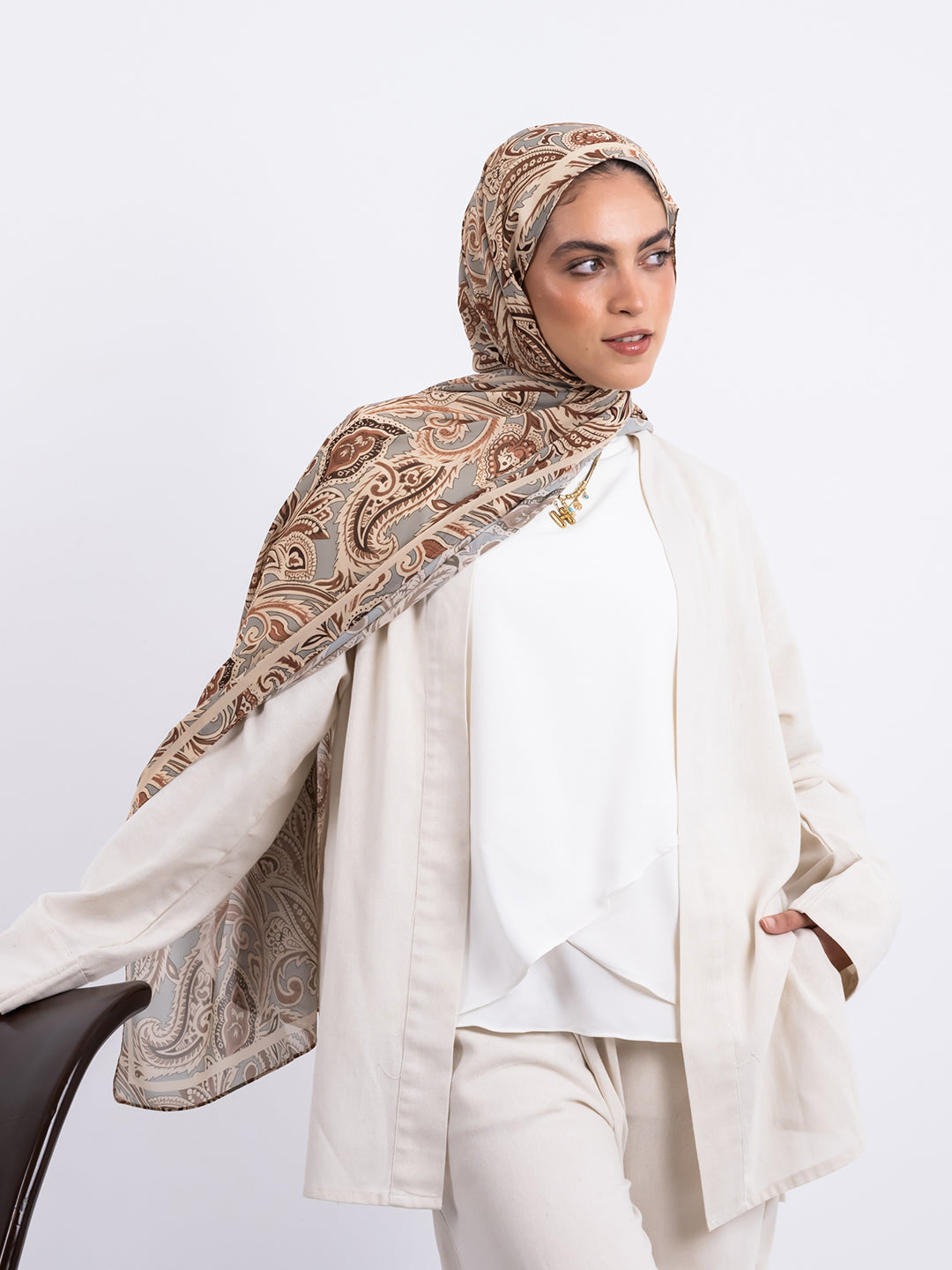 Shades of Brown Paisley Scarf
