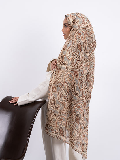 Shades of Brown Paisley Scarf