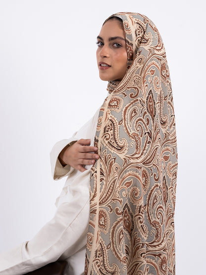 Shades of Brown Paisley Scarf