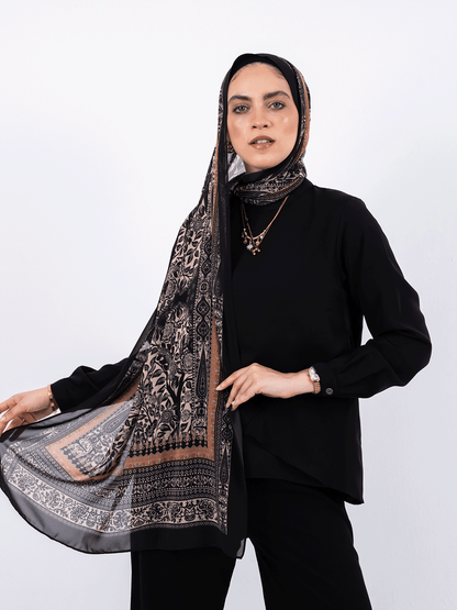 Soft Petals – Printed Chiffon Scarf