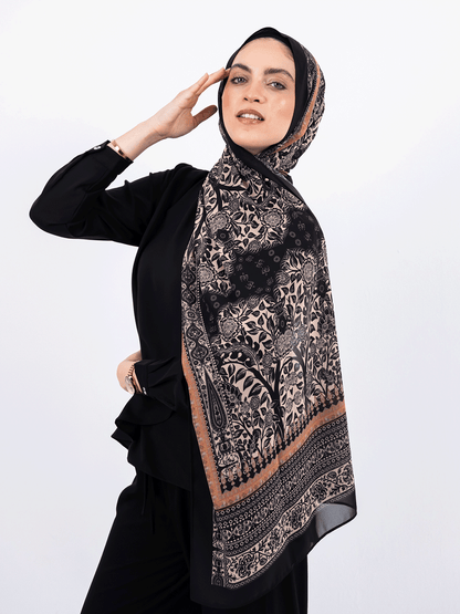 Soft Petals – Printed Chiffon Scarf