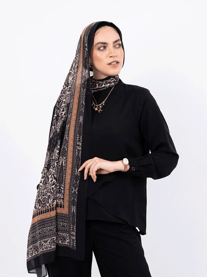 Soft Petals – Printed Chiffon Scarf