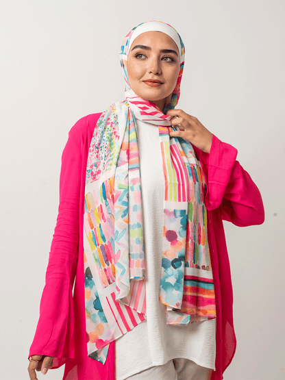 Vibrant Strokes Chiffon Scarf