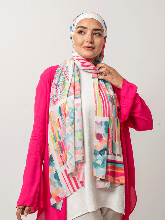 Vibrant Strokes Chiffon Scarf
