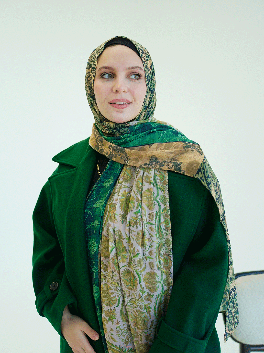 Olive Gold Harmony Chiffon Scarf