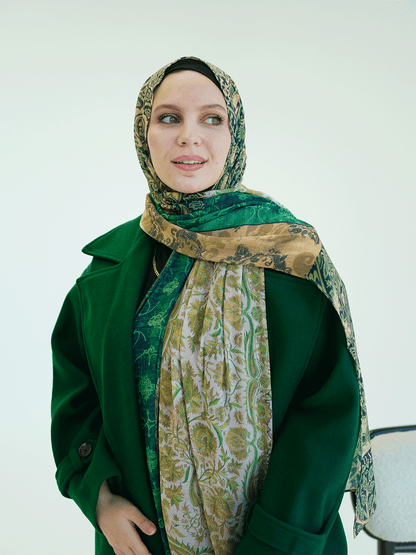 Olive Gold Harmony Chiffon Scarf