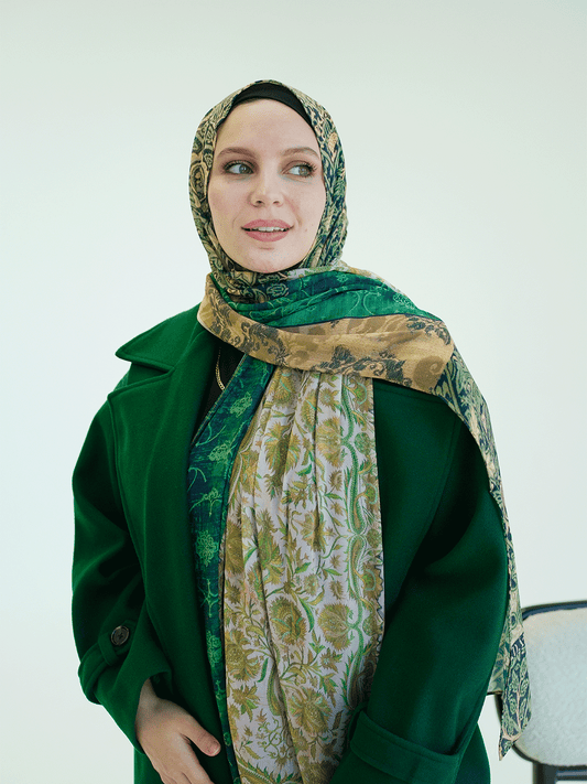 Olive Gold Harmony Chiffon Scarf