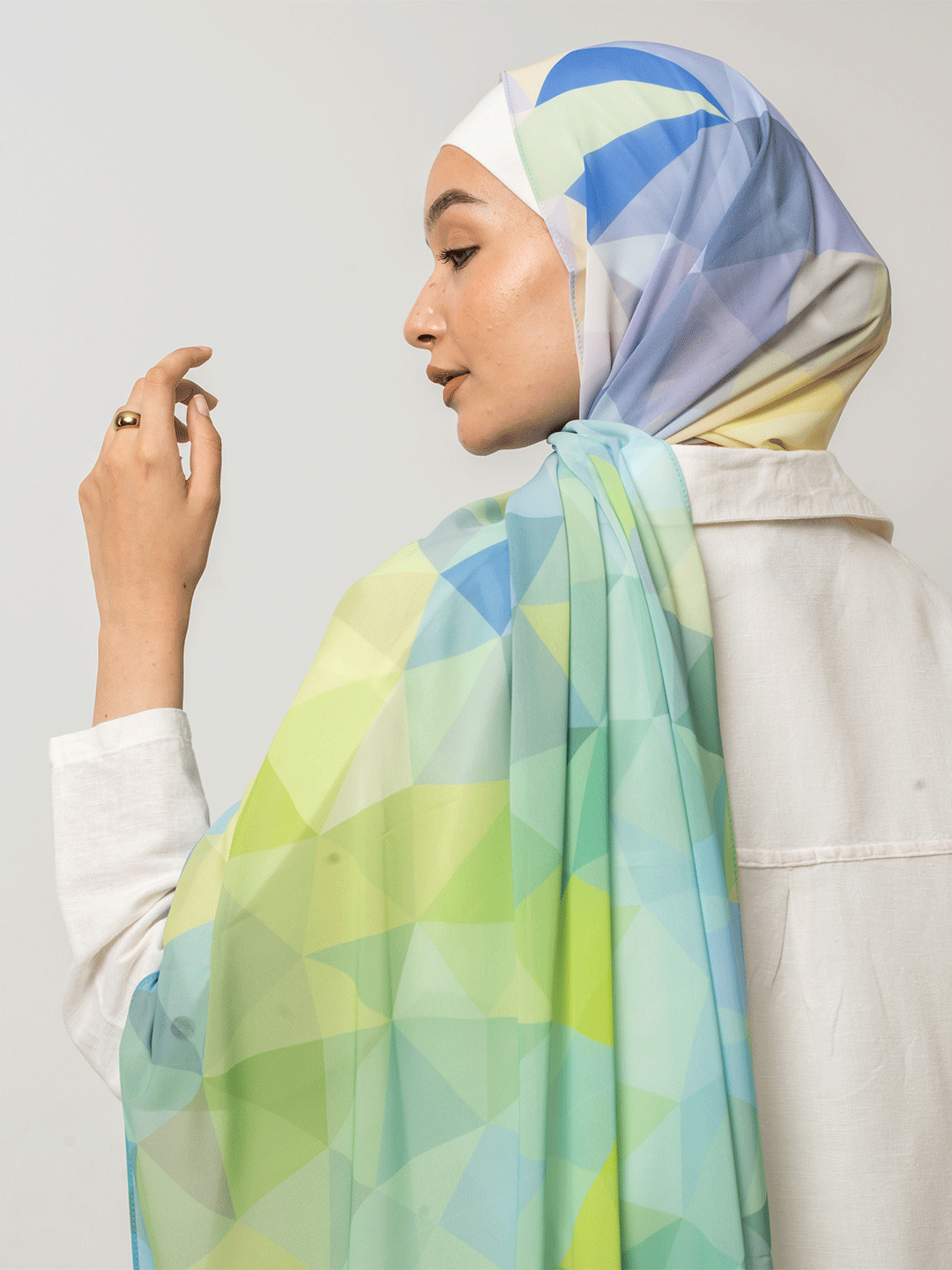 Ocean Geometric Chiffon Scarf