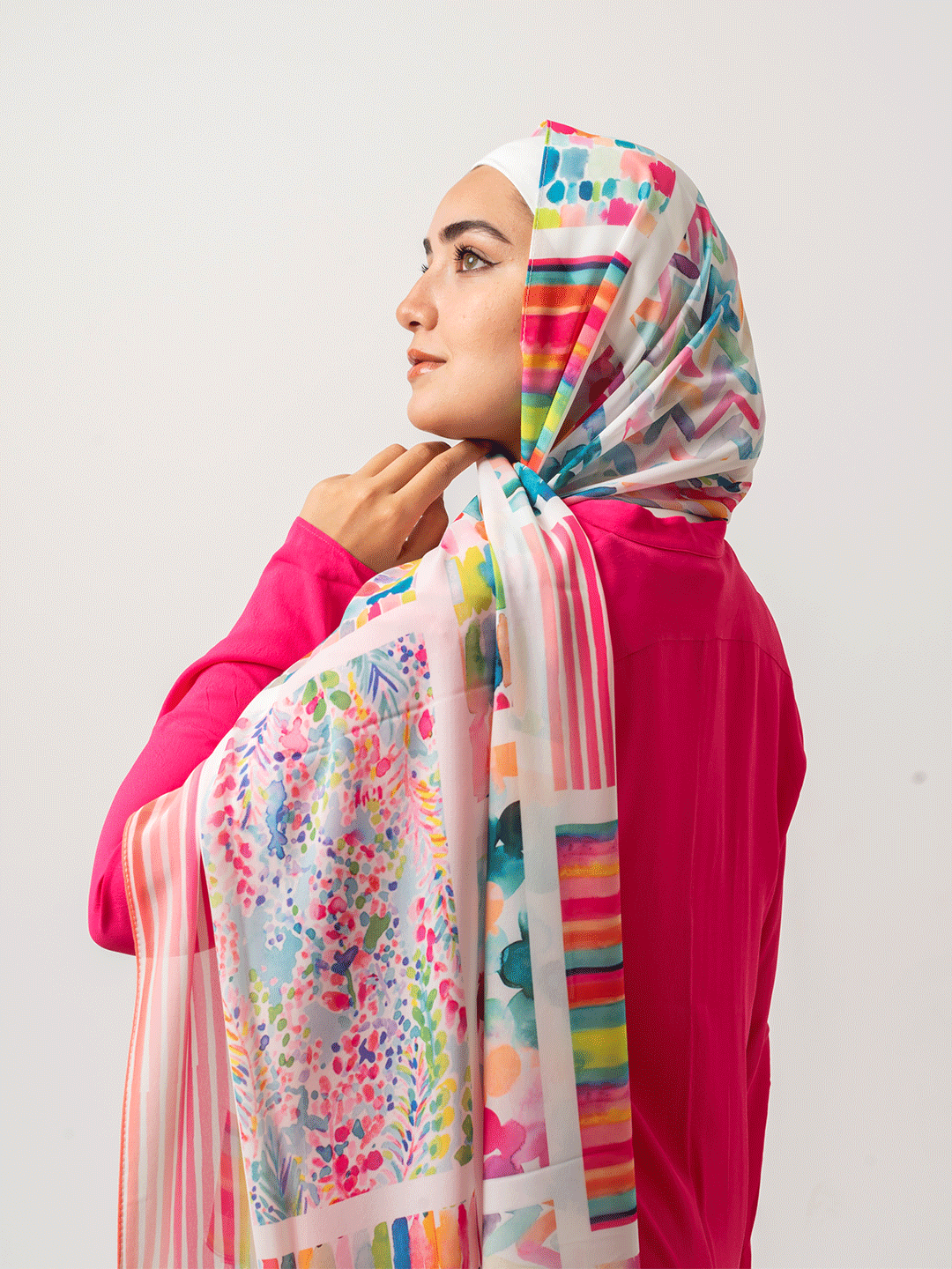 Vibrant Strokes Chiffon Scarf