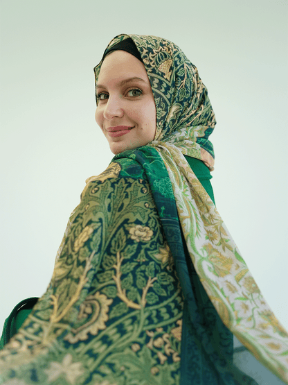 Olive Gold Harmony Chiffon Scarf
