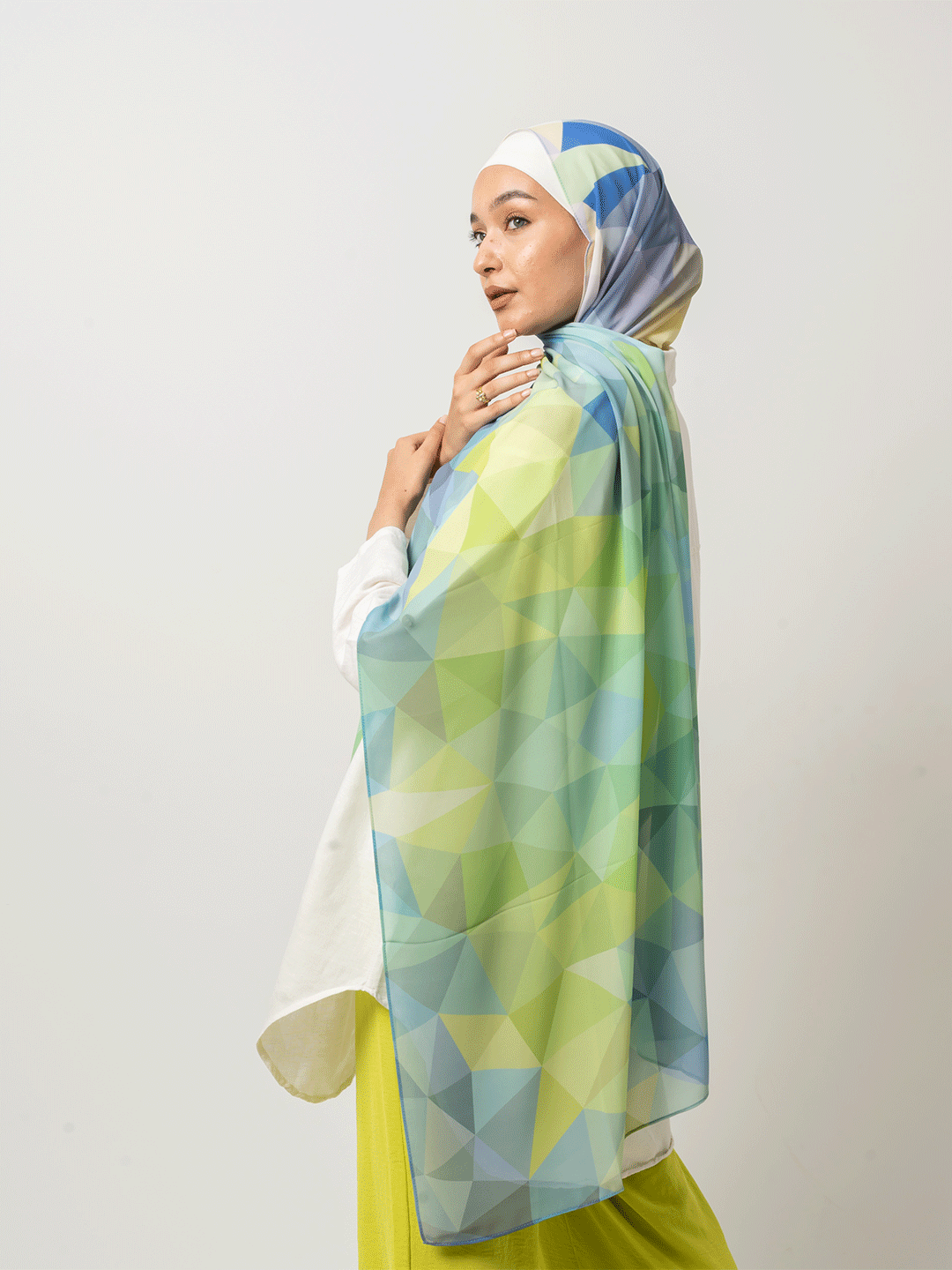 Ocean Geometric Chiffon Scarf