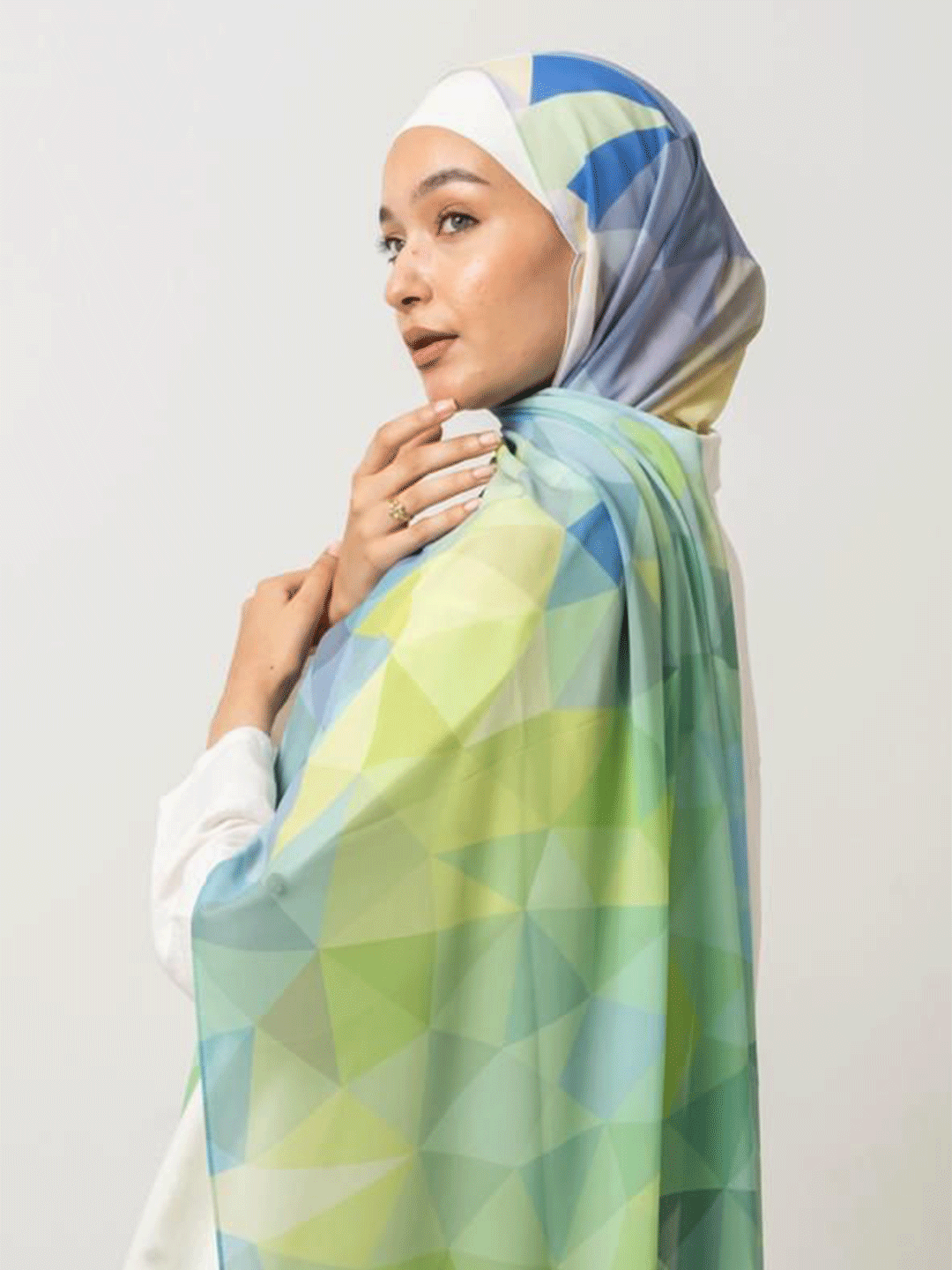 Ocean Geometric Chiffon Scarf
