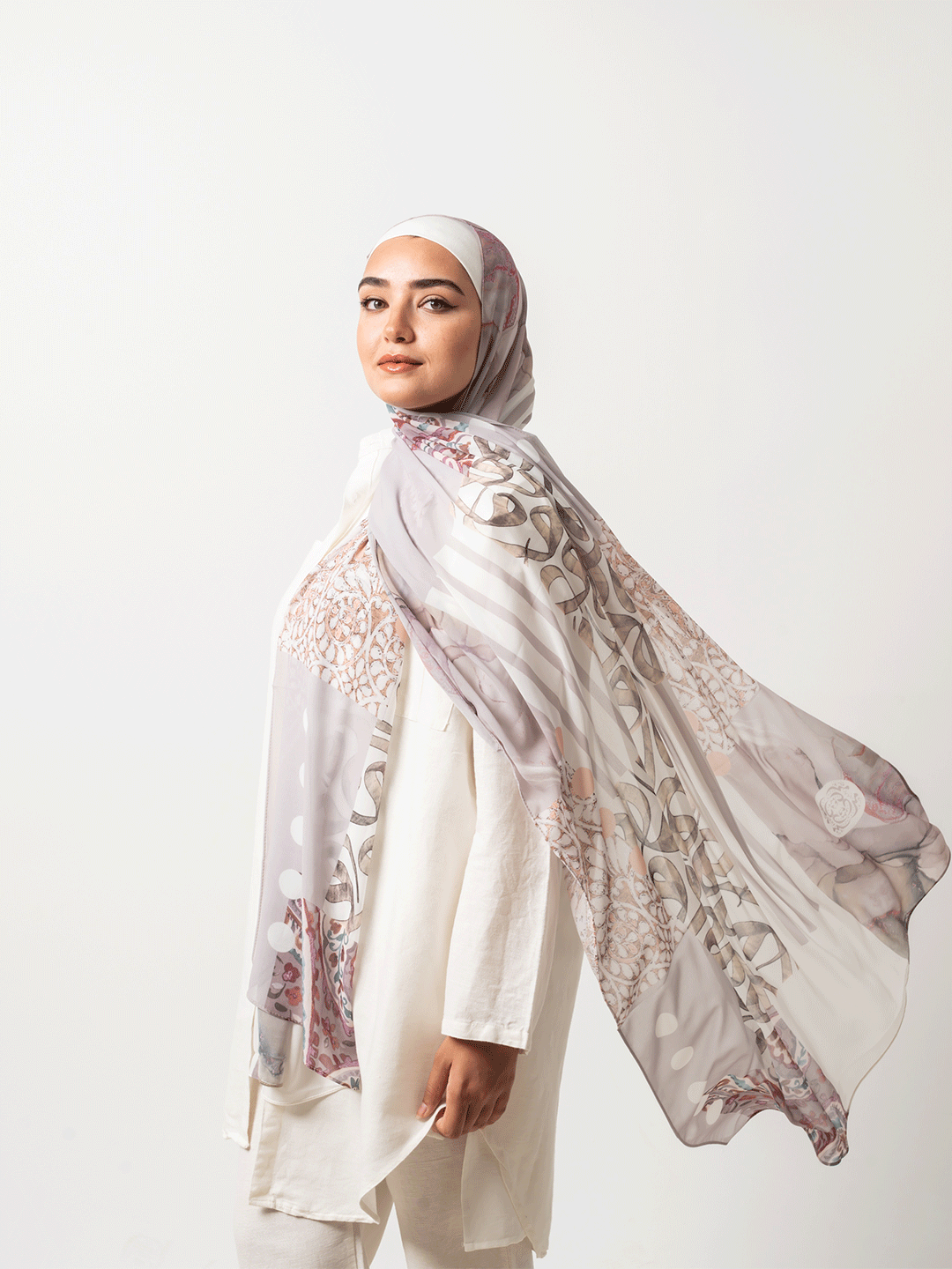 Beige Arabic Chiffon Scarf