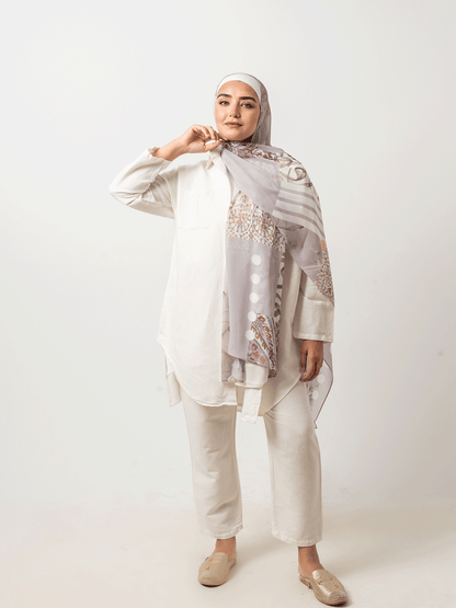 Beige Arabic Chiffon Scarf