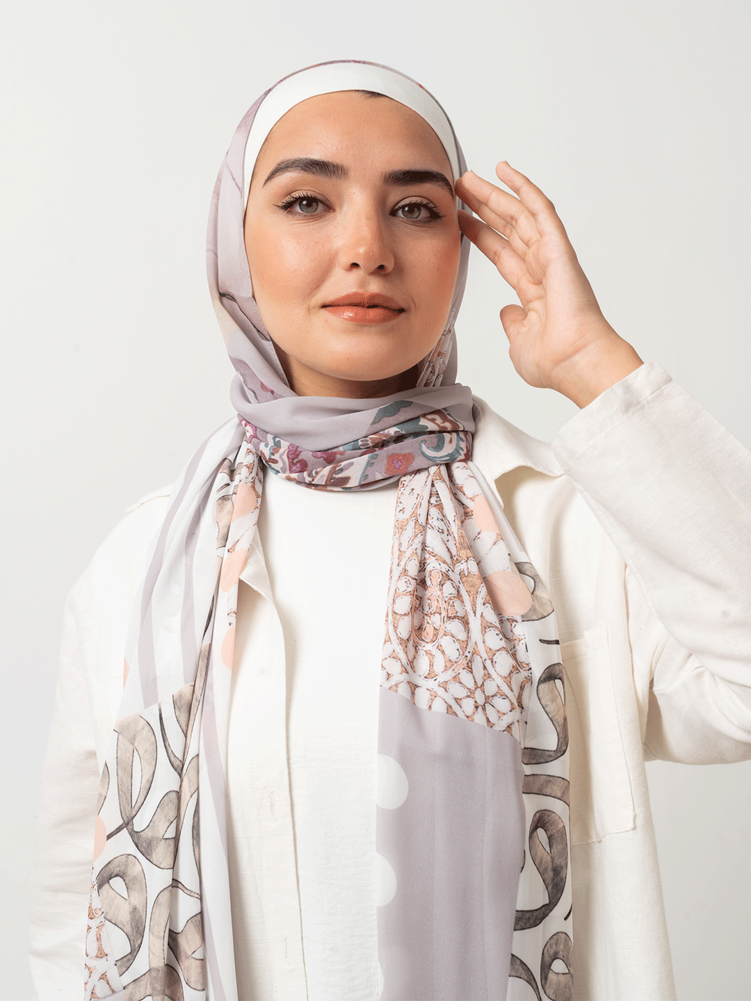 Beige Arabic Chiffon Scarf